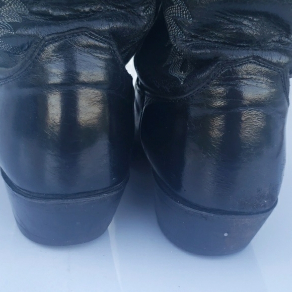 Justin Vintage Black Genuine Leather Cowgirl Western Pull-On Boot Women's 10.5 D - Picture 16 of 16